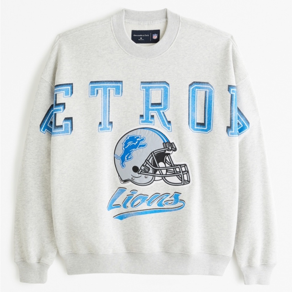 Abercrombie Detroit Lions Graphic Crew Sweatshirt Size L